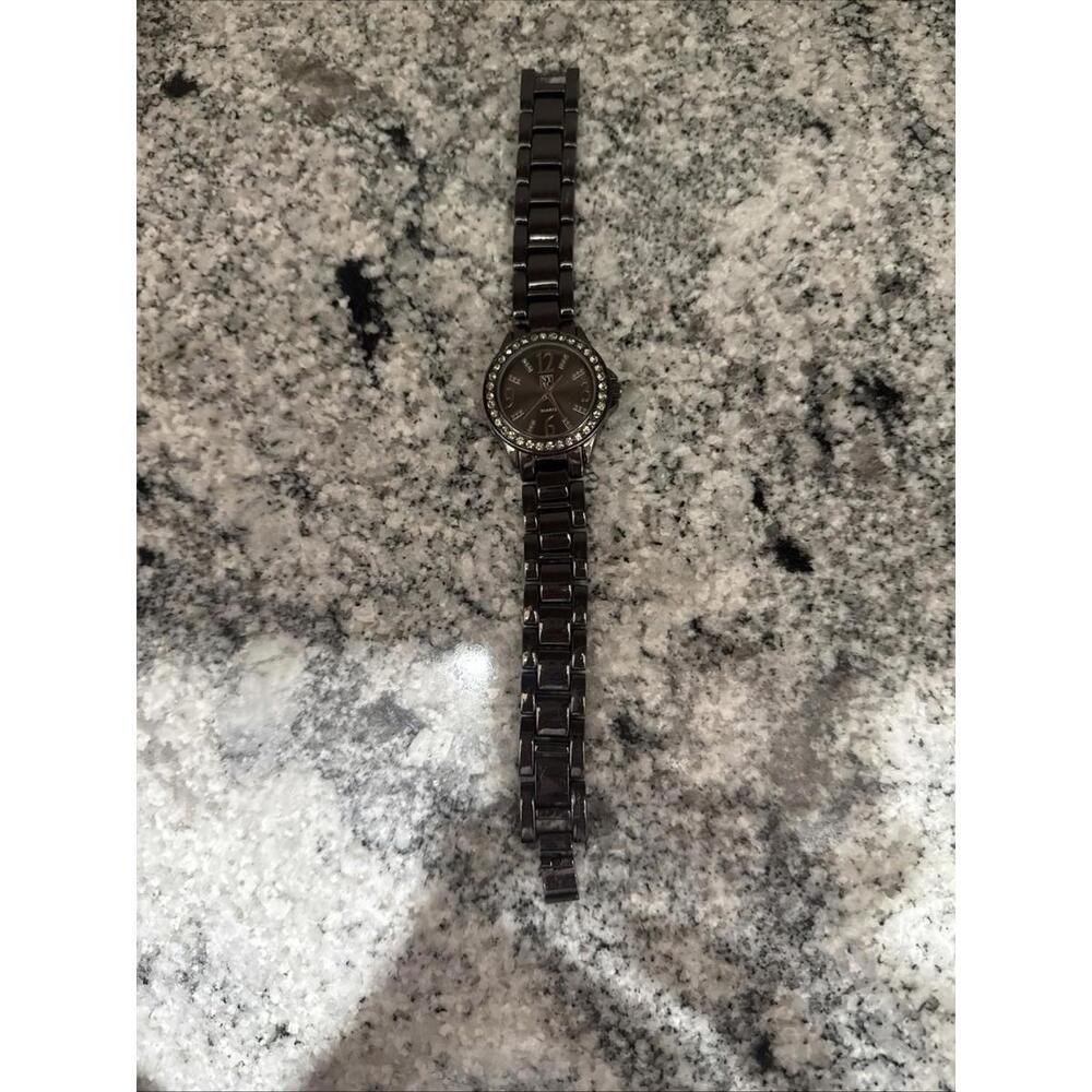NEW York & CO Black Silver Tone Quartz Dial Black Watch Rhinestone